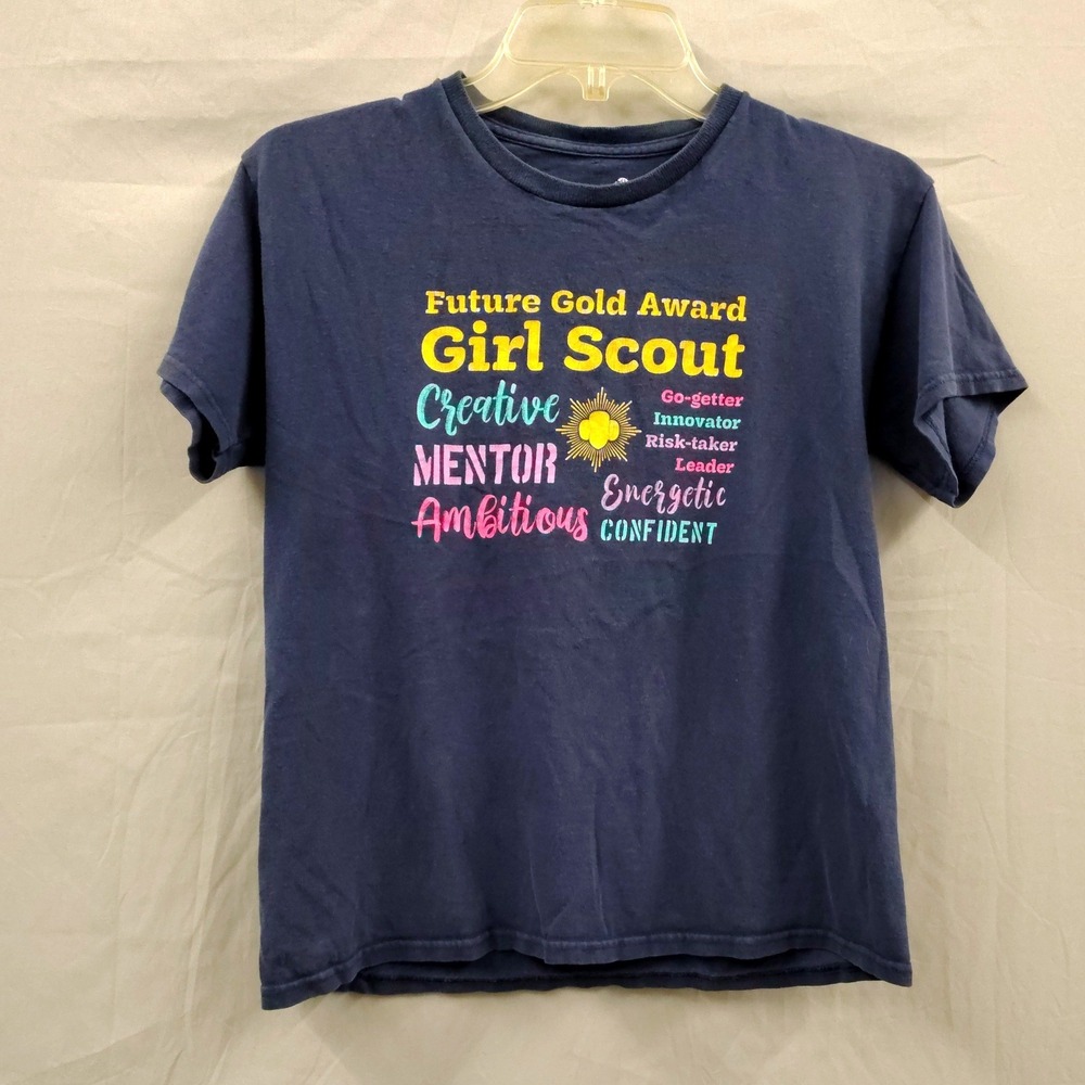 Girl Scouts Future Gold Award Graphic T-Shirt Navy Blue Youth Large 14-16